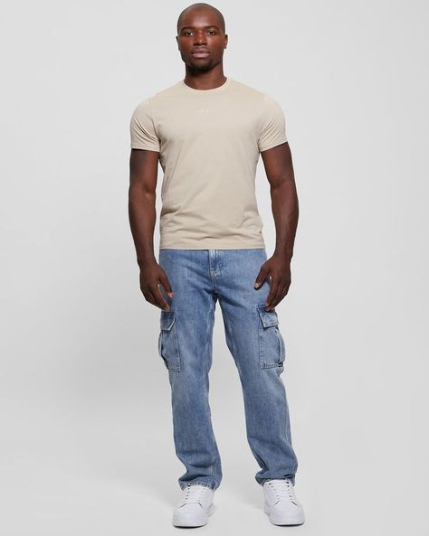 Polera Guess Hombre Ss Guess Emb Pima Crew Beige-1