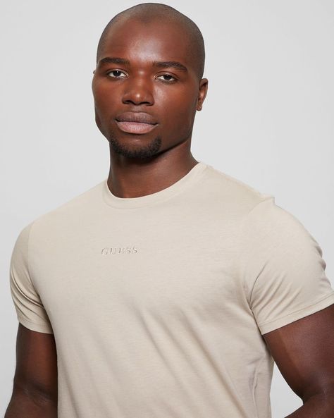 Polera Guess Hombre Ss Guess Emb Pima Crew Beige-2