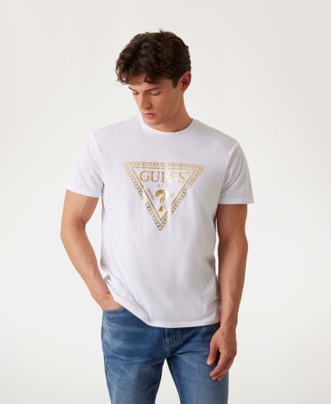 Polera Guess Hombre Ss Bsc Chain Tri Logo Tee Blanco-0