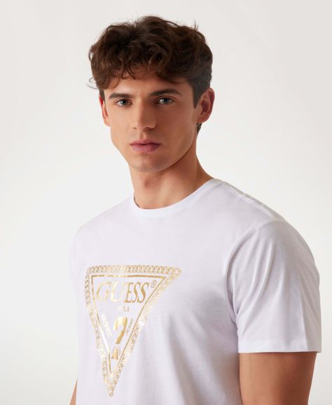 Polera Guess Hombre Ss Bsc Chain Tri Logo Tee Blanco-3