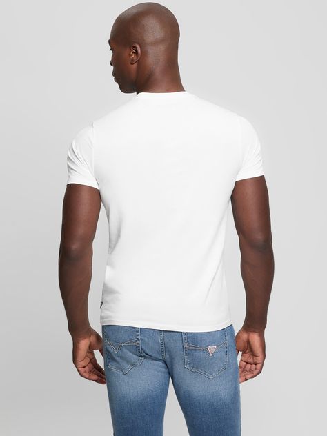 Polera Guess Hombre Ss Bsc Chain Tri Logo Tee Blanco-4