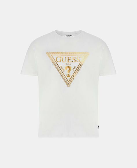 Polera Guess Hombre Ss Bsc Chain Tri Logo Tee Blanco-5