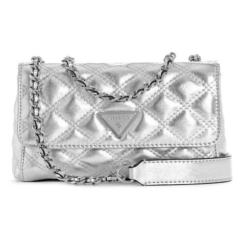 Mini Cartera Guess Mujer Giully Mini 2 Comp Cnvrtbl Flp Plata-0