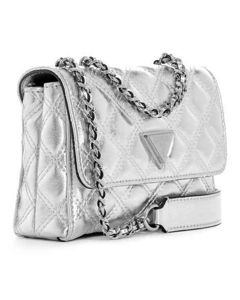 Mini Cartera Guess Mujer Giully Mini 2 Comp Cnvrtbl Flp Plata-1