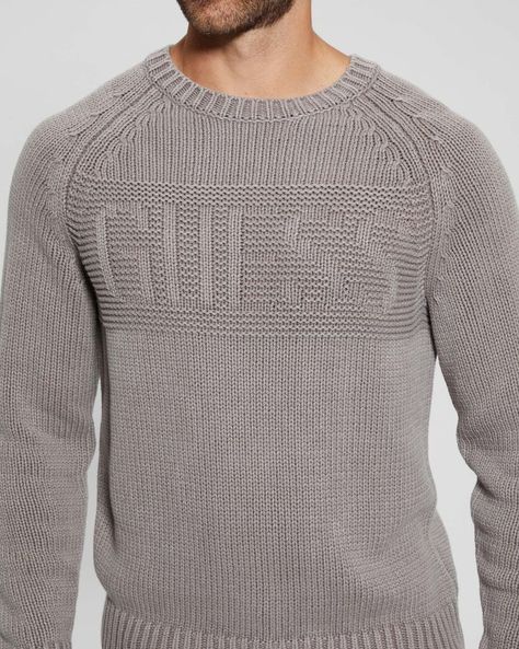 Tejido Guess Hombre Ellery Cn Stitched Logo Swtr Beige-1