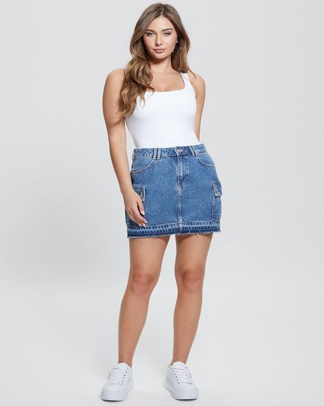 Falda Guess Mujer Vivette Skirt Azul-1