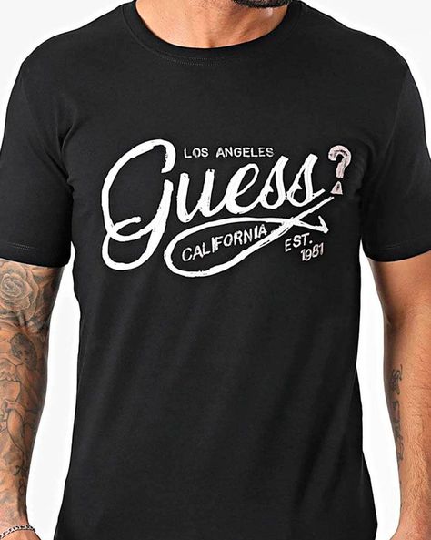 Polera Guess Hombre Ss Cn Logo Tee Negro-0