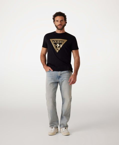 Polera Guess Hombre Ss Bsc Chain Tri Logo Tee Negro-1