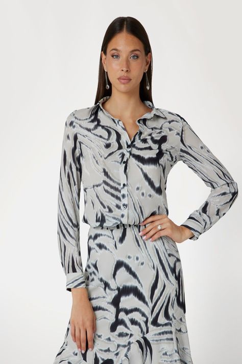 Blusa Guess Mujer Ls Clouis Shirt Gris-0