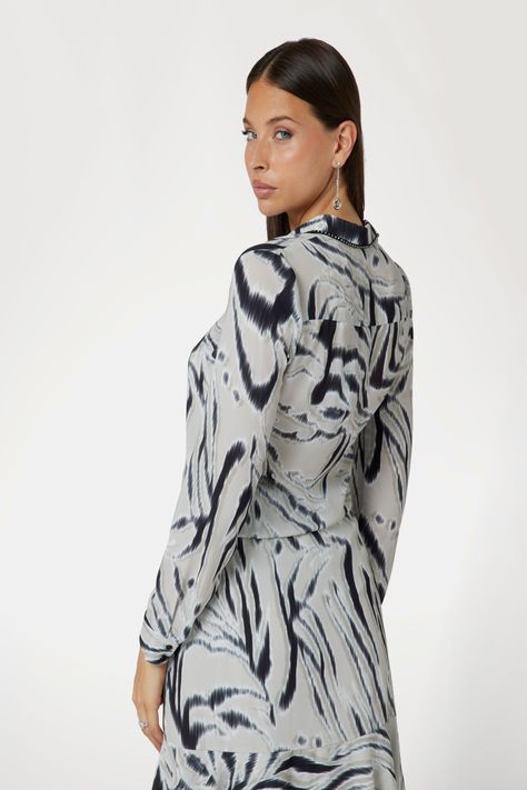 Blusa Guess Mujer Ls Clouis Shirt Gris-2