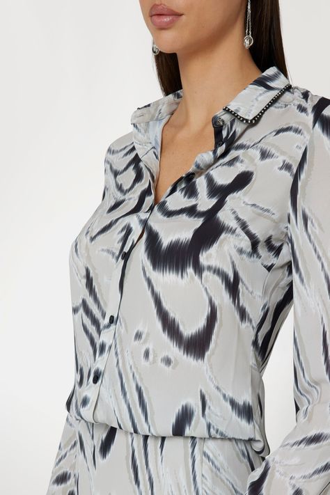 Blusa Guess Mujer Ls Clouis Shirt Gris-3