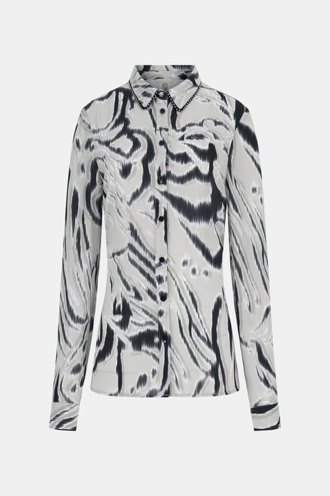 Blusa Guess Mujer Ls Clouis Shirt Gris-4