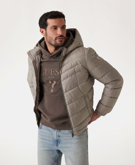 Chaqueta Guess Hombre Light Puffa Jacket Café-0