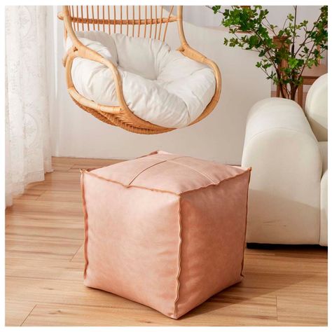 Pufs otomano de estilo nórdico Rosa 45x45 cm-1