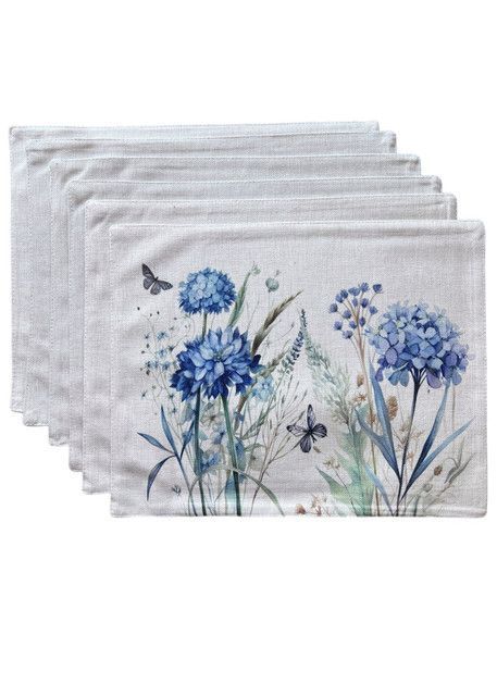 SET 6 Individuales de Lino 35x45 Tela Repelente al agua y Antimanchas mod01-0