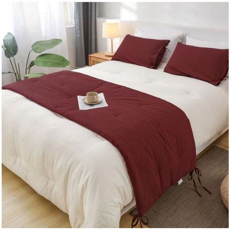 Set Piecera de Lino Burdeo 80 X 210 +2 fundas-1