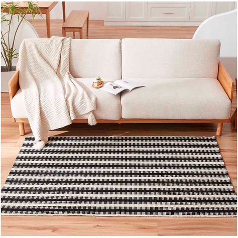 Alfombra tejida de algodon 120x180 cm Negro-0