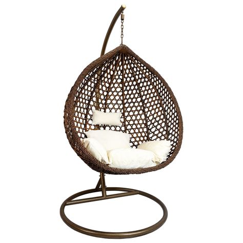 Silla Colgante Hawái M Chocolate Cojín Marfil-0