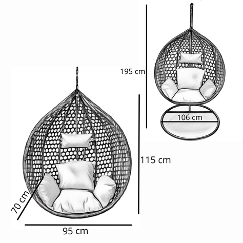 Silla Colgante Hawái M Chocolate Cojín Marfil-7