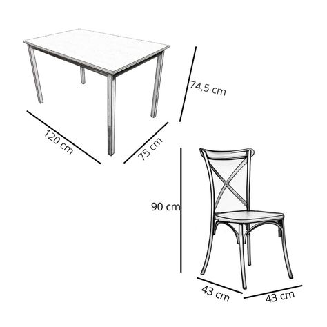 Juego de Comedor New York + 4 Sillas Crossback Retro negras-7