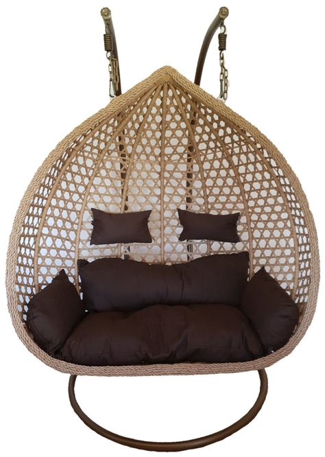 Silla Colgante Hawái XXL Caramelo Cojín Café-0