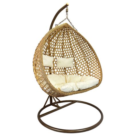 Silla Colgante Hawái XL Caramelo Cojín Marfil-0