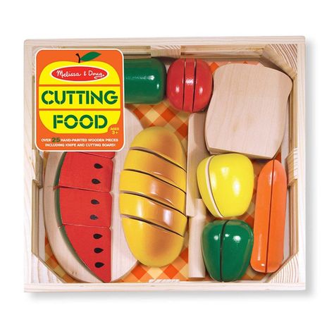 Set comida de madera - 27 piezas para cortar y 1 cuchillo-0