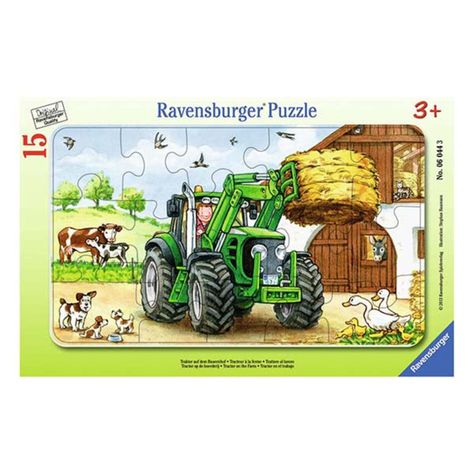 Puzzle enmarcado - Tractor en la granja-0