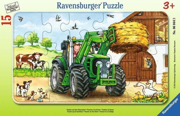 Puzzle enmarcado - Tractor en la granja-1