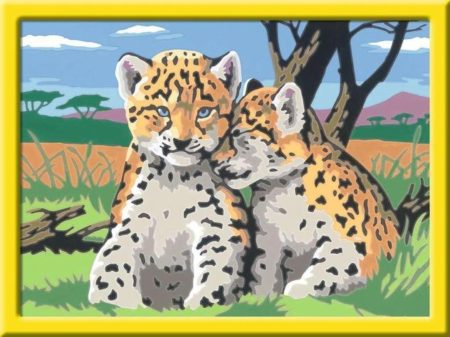 Lienzo pinta por números leopardo pequeño-2