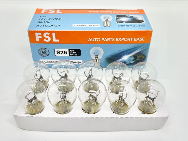 AMPOLLETA S25 12V 21/5W (ba15d) 2CONTACTOS, PATA PAREJA FSL X20 UNIDADES-1