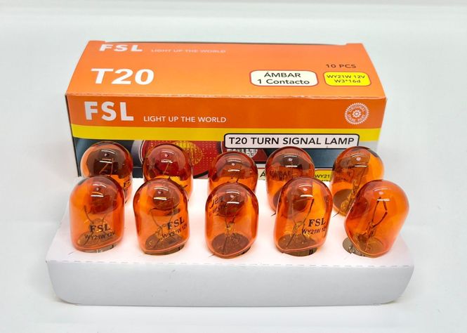AMPOLLETA T20 WY21W 12V (W3*16D) AMBAR FSL X 10 UNIDADES-2