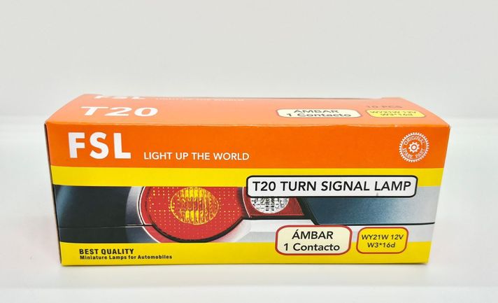AMPOLLETA T20 WY21W 12V (W3*16D) AMBAR FSL X 10 UNIDADES-3