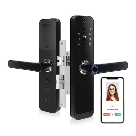 Cerradura Wifi Inteligente Con Cámara HR07-P Con Lector De Huella-0