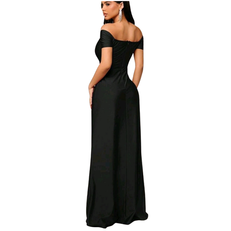 VESTIDO LARGO AJUSTADO CON ABERTURA MANGA CORTA IDEAL PARA FIESTA GALA ML120-1