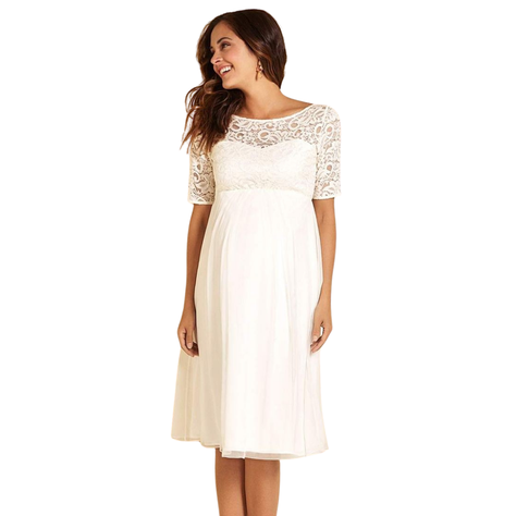VESTIDO DE EMBARAZADA MANGA CORTA DE ENCAJE IDEAL PARA BODA MATRIMONIO CIVIL-1