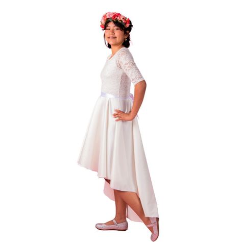 VESTIDO JUVENIL ASIMETRICO PRIMERA COMUNION N015-1