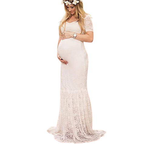 VESTIDO SIRENA DE ENCAJE PARA EMBARAZADA E016-0