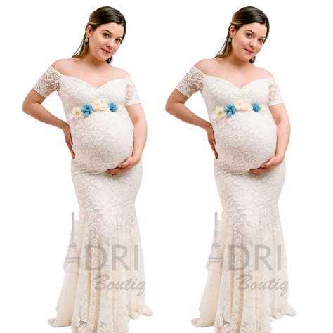 VESTIDO SIRENA DE ENCAJE PARA EMBARAZADA E018-0