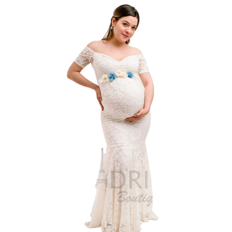 VESTIDO SIRENA DE ENCAJE PARA EMBARAZADA E018-1