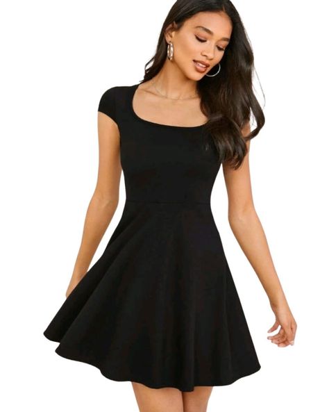 VESTIDO CORTO CASUAL CUELLO REDONDO IDEAL PARA FIESTA COCTEL -0
