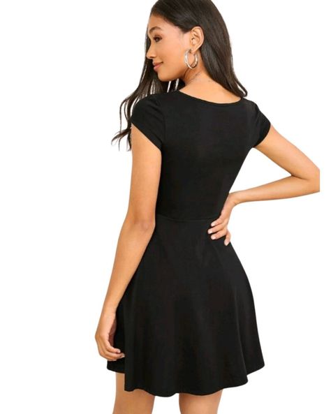 VESTIDO CORTO CASUAL CUELLO REDONDO IDEAL PARA FIESTA COCTEL -1