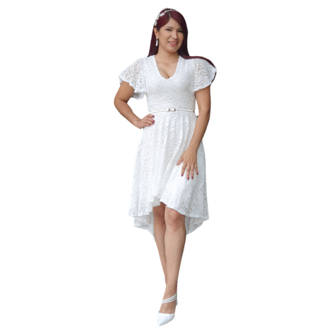 VESTIDO DE NOVIA ASIMETRICO MATRIMONIO CIVIL SN39-1