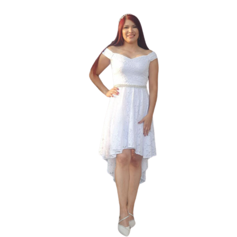 VESTIDO DE NOVIA ASIMETRICO MATRIMONIO CIVIL SN07-0