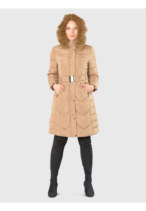 Parka Cinturón Italiana Beige-0