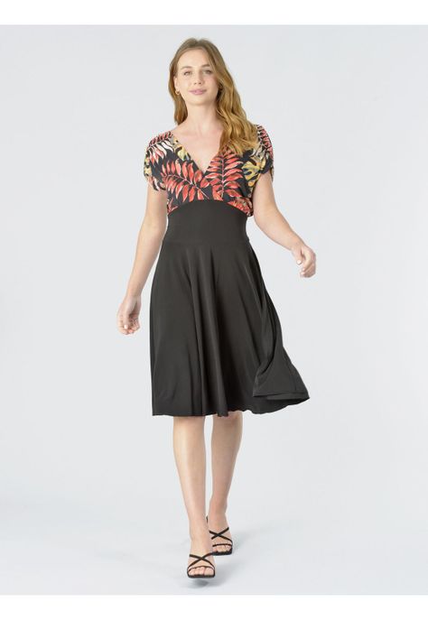 Confección propia nacional|Material: Lycra Fría Elasticada que no se apega al cuerpo|Largo a la rodilla|Corte: Campana|Cuello: Cruzado|Estampado-0