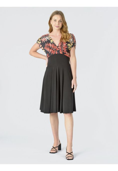 Confección propia nacional|Material: Lycra Fría Elasticada que no se apega al cuerpo|Largo a la rodilla|Corte: Campana|Cuello: Cruzado|Estampado-3