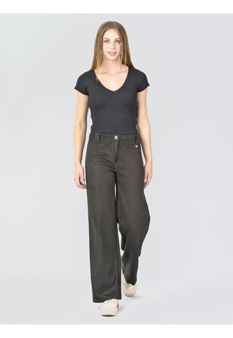 Pantalón Ancho Gamuza Negro-0