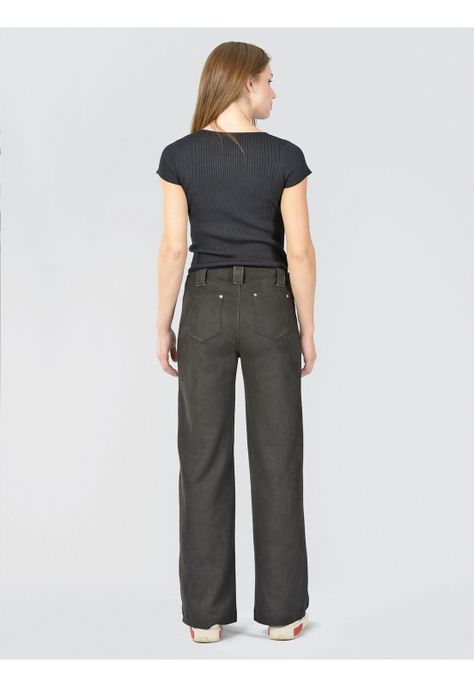 Pantalón Ancho Gamuza Negro-3