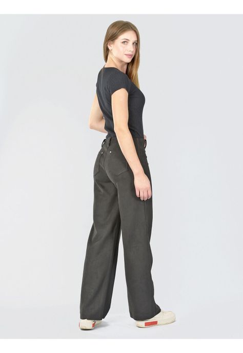 Pantalón Ancho Gamuza Negro-4